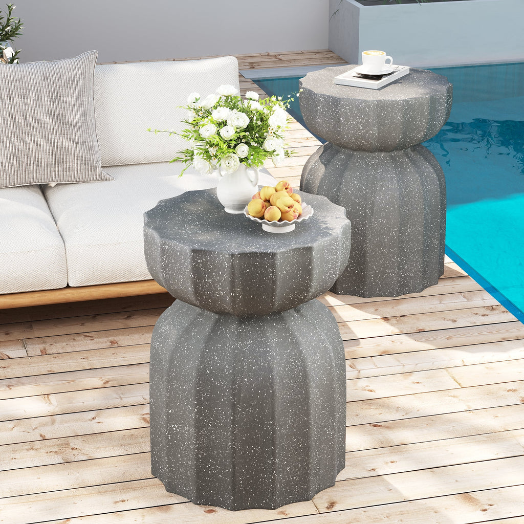 13" Modern Outdoor and Indoor Waterproof Coffee Table and Side Table Set
