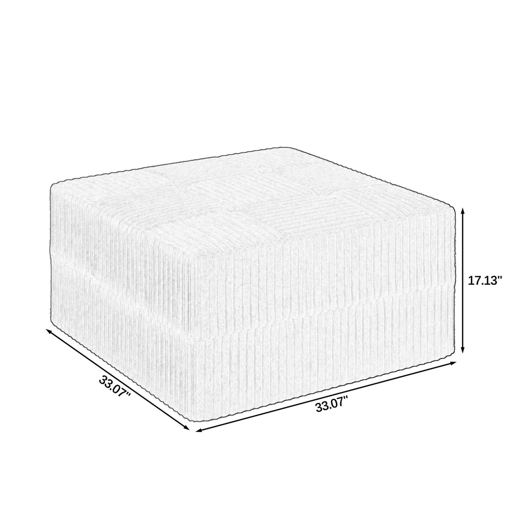 Modern Minimalist Corduroy Ottoman Sofa - Black