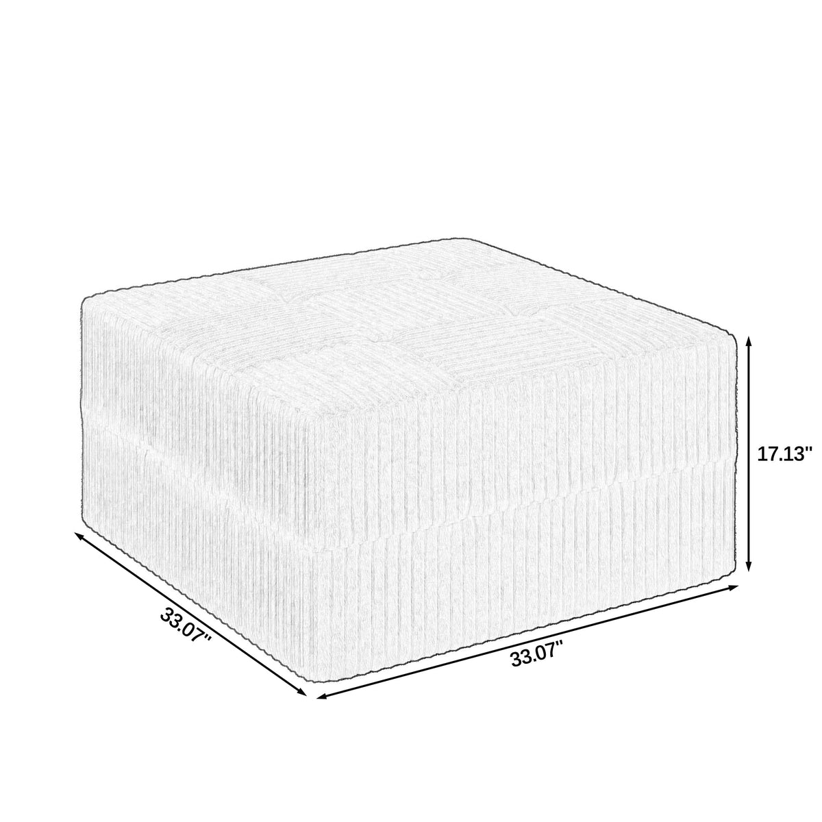 Modern Minimalist Corduroy Ottoman Sofa - Black