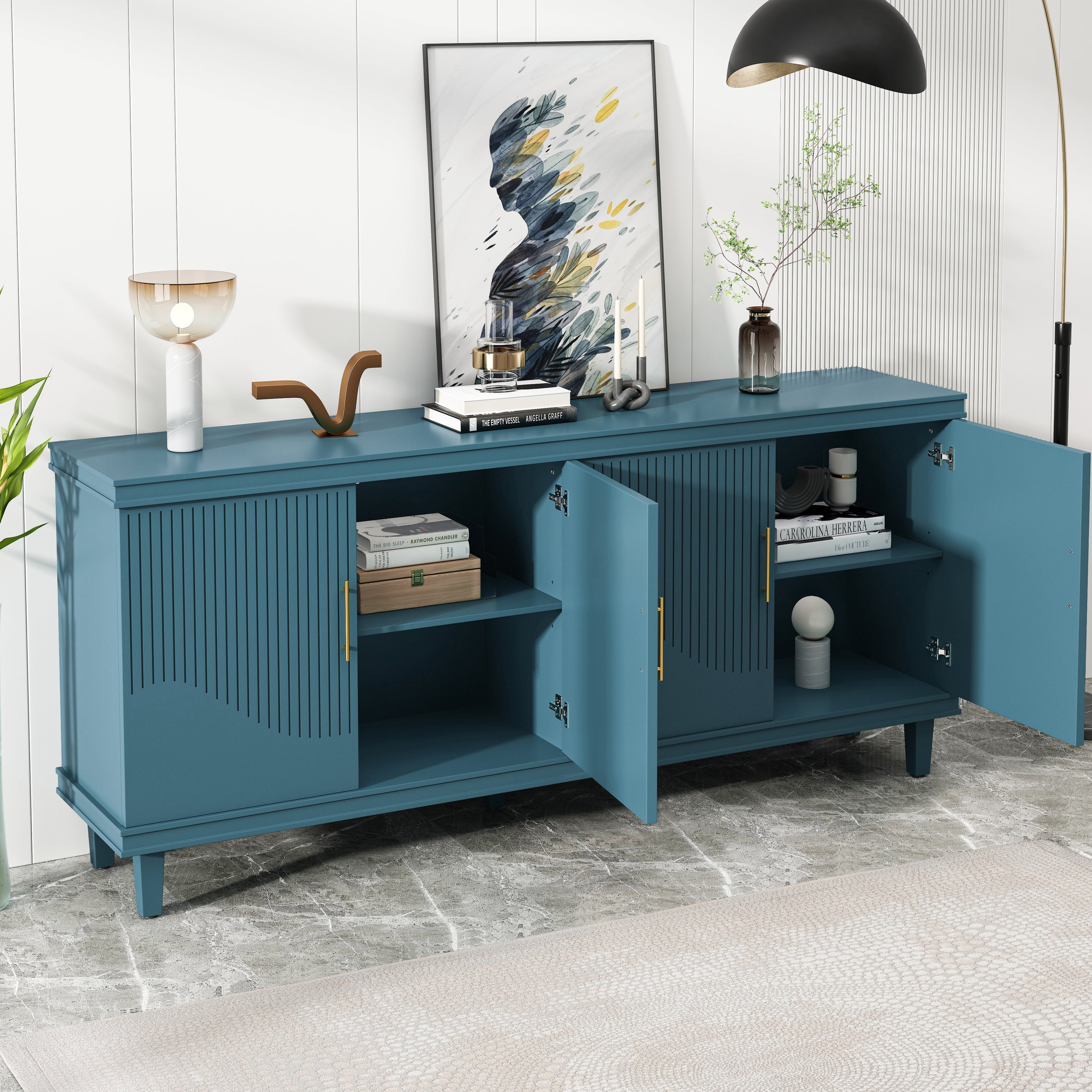 70.07" Large Size 4 Door Cabinet in Blue