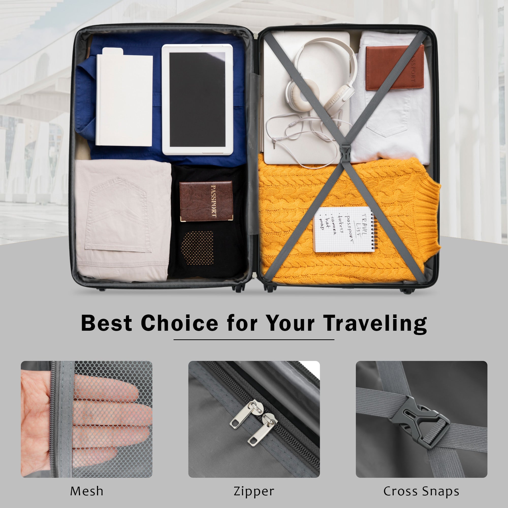 2 Piece Luggage Set with Expandable Spinner Wheels