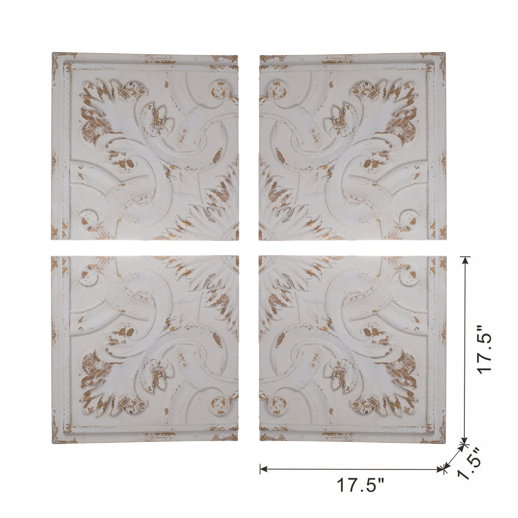 S/4 Distressed Wooden Square Wall Panels