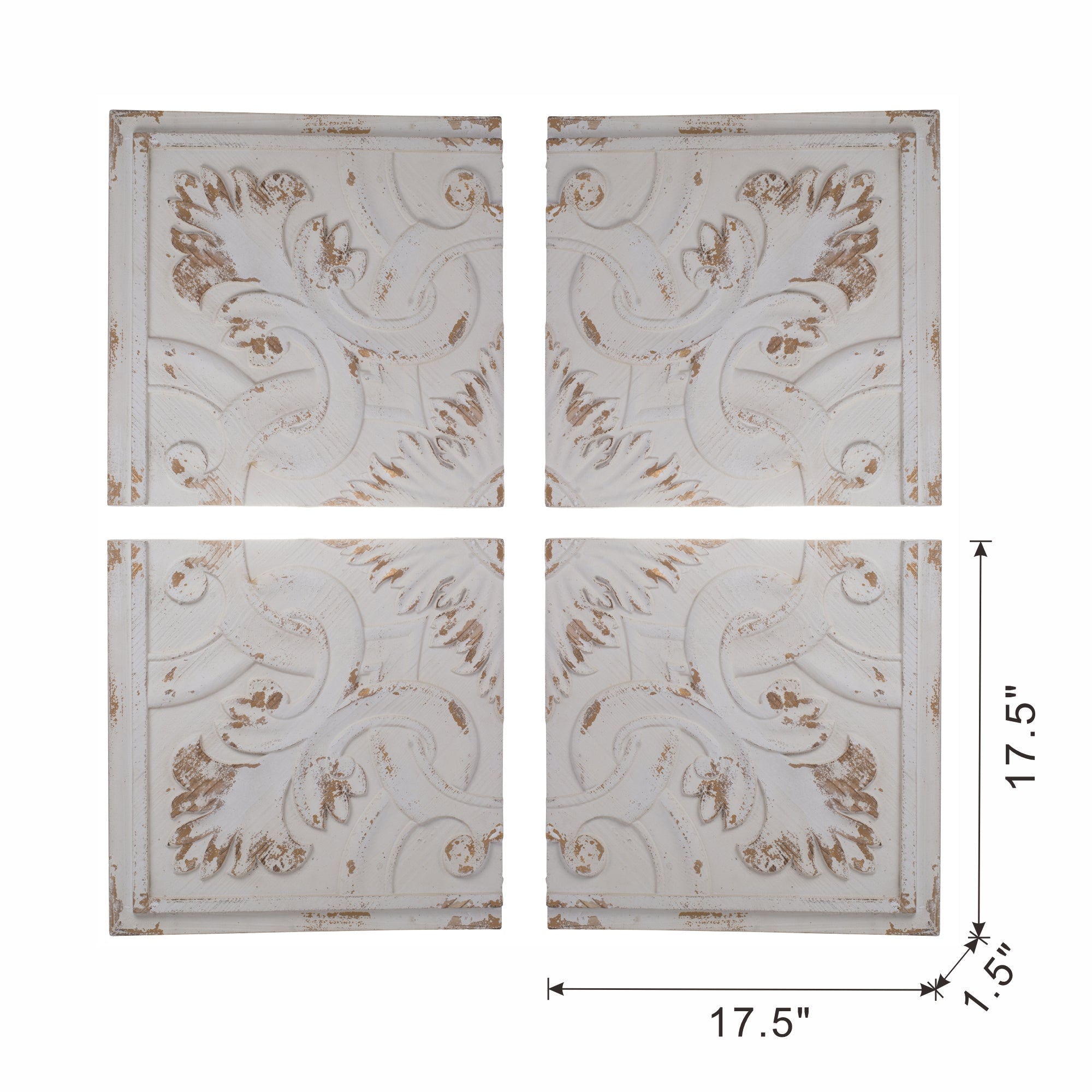 S/4 Distressed Wooden Square Wall Panels