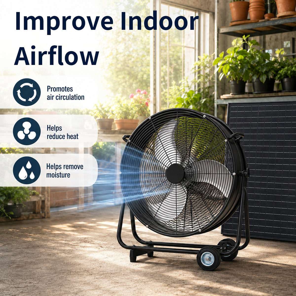 24 Inch Solar Floor-Standing Fan