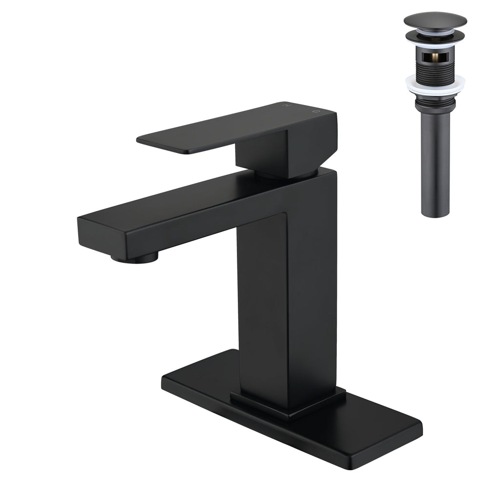 Single Handle Bathroom Sink Faucet with Pop-Up Drain