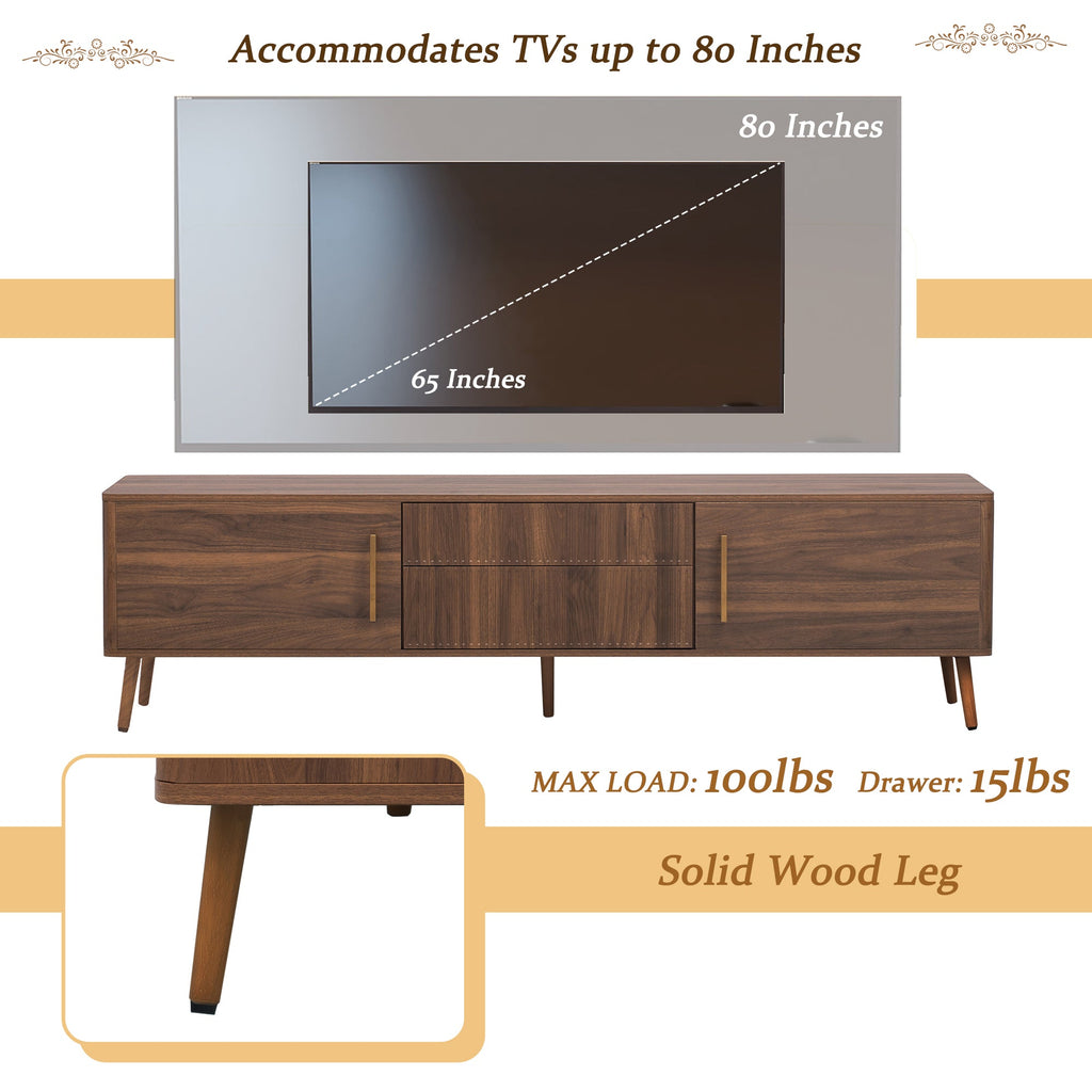 Mid Century TV Stand with 2 Drawers