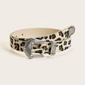 European And American New Retro Carved Imitation Horse Hair Leopard Print Fashion Y2K Dopamine Western Buckle Belt Cross-Border Women's Belt