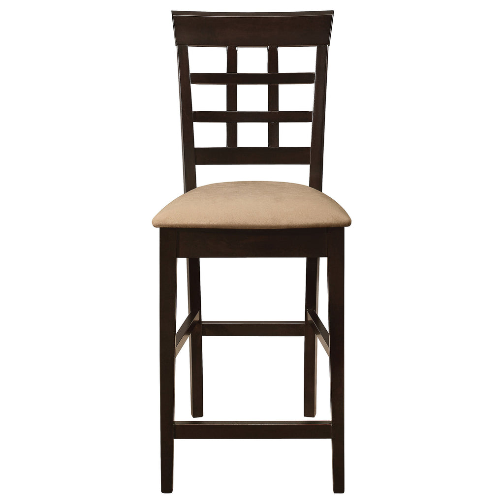 Beige and Cappuccino Upholstered Counter Height Stools (Set of 2)