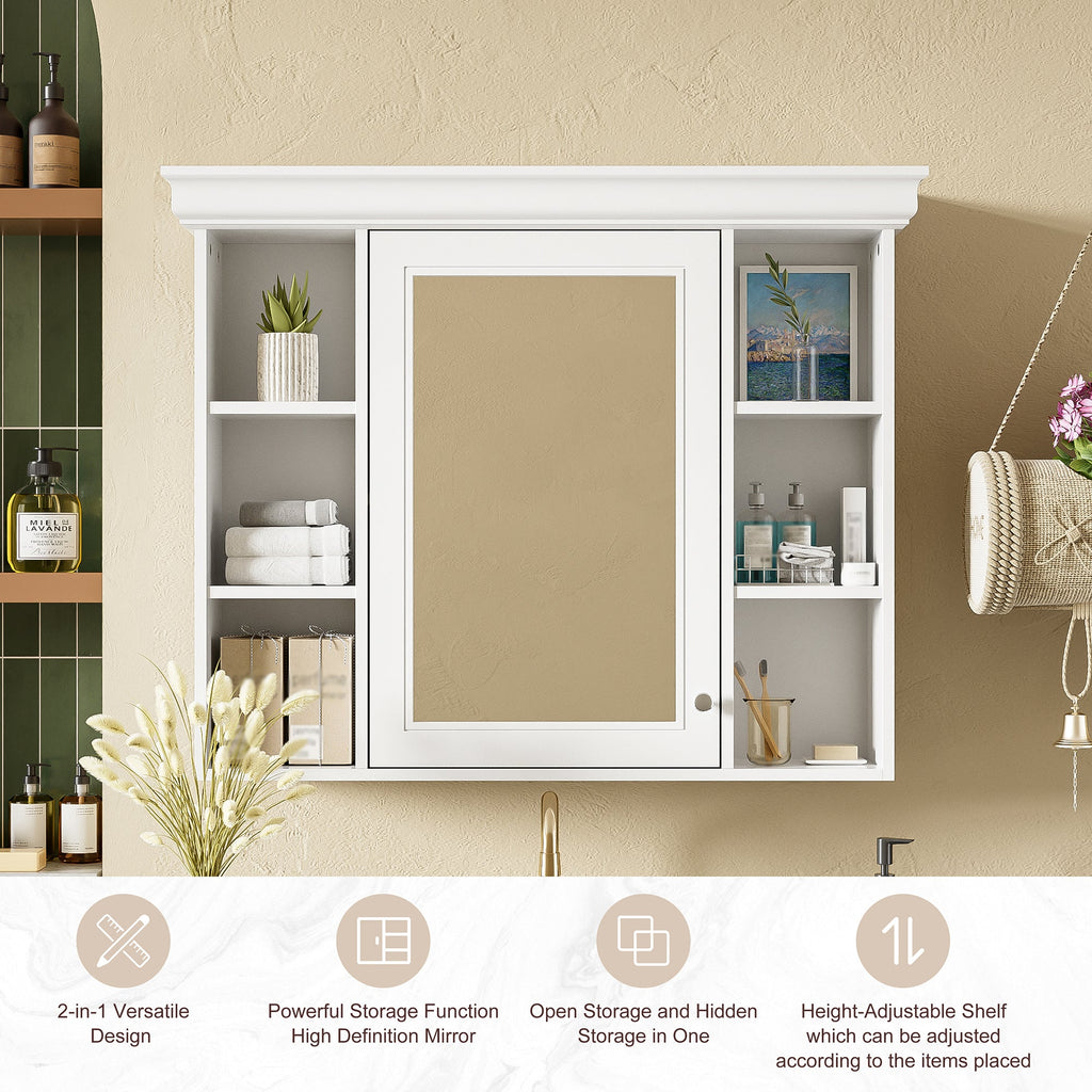 35" x 28" White Wall Mounted Bathroom Storage Cabinet