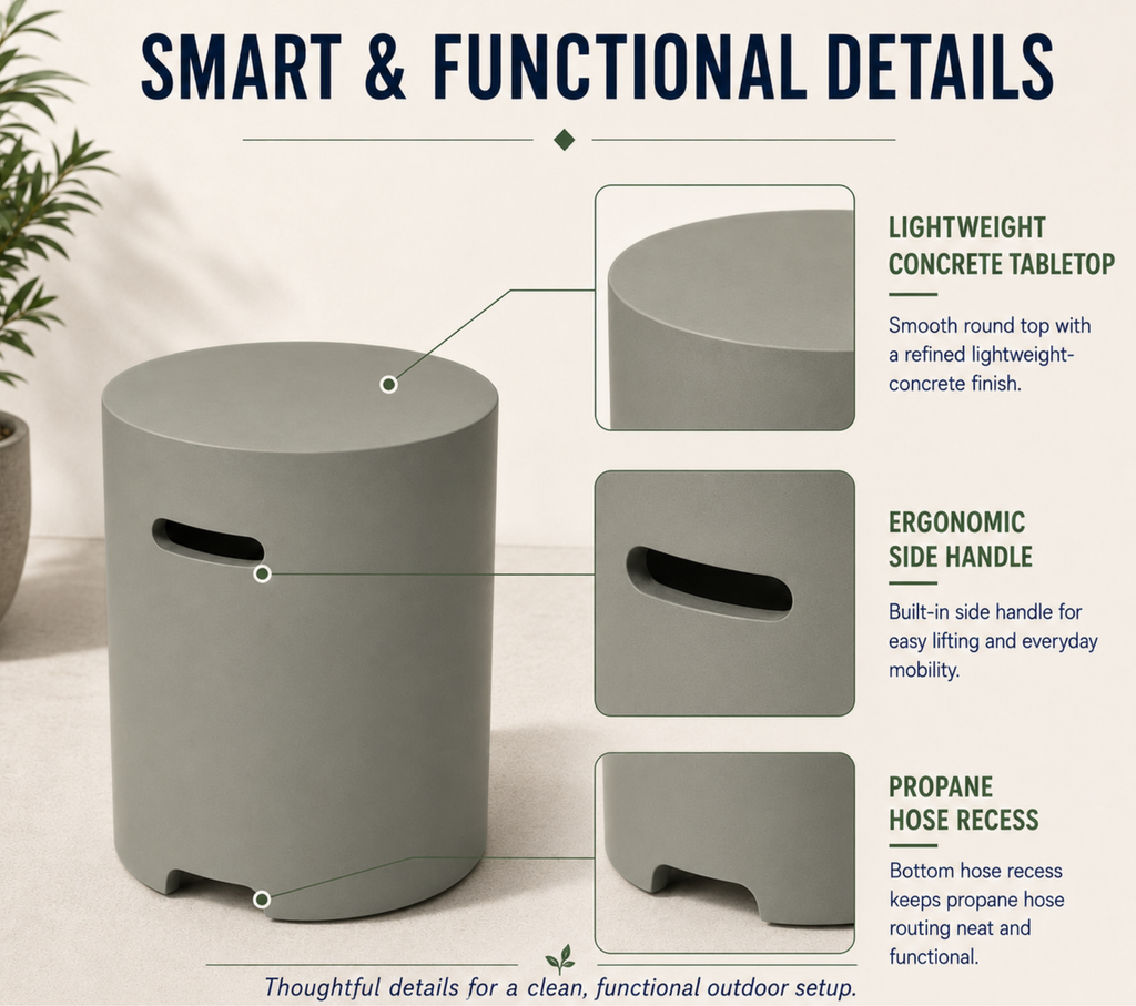 Propane Tank Cover Table - Lightweight Concrete Design