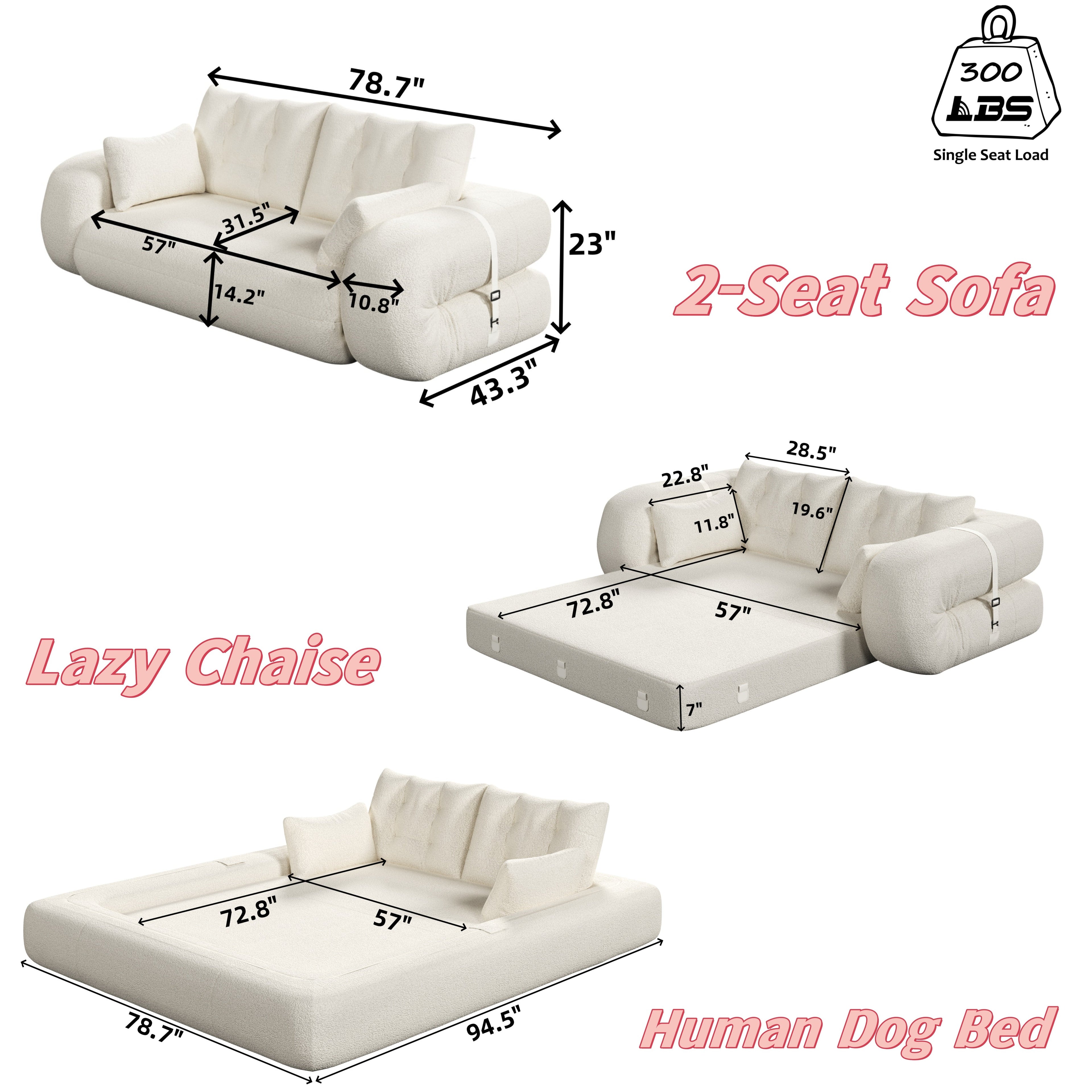 78.7" Multi-Functional Foldable Sofa Bed
