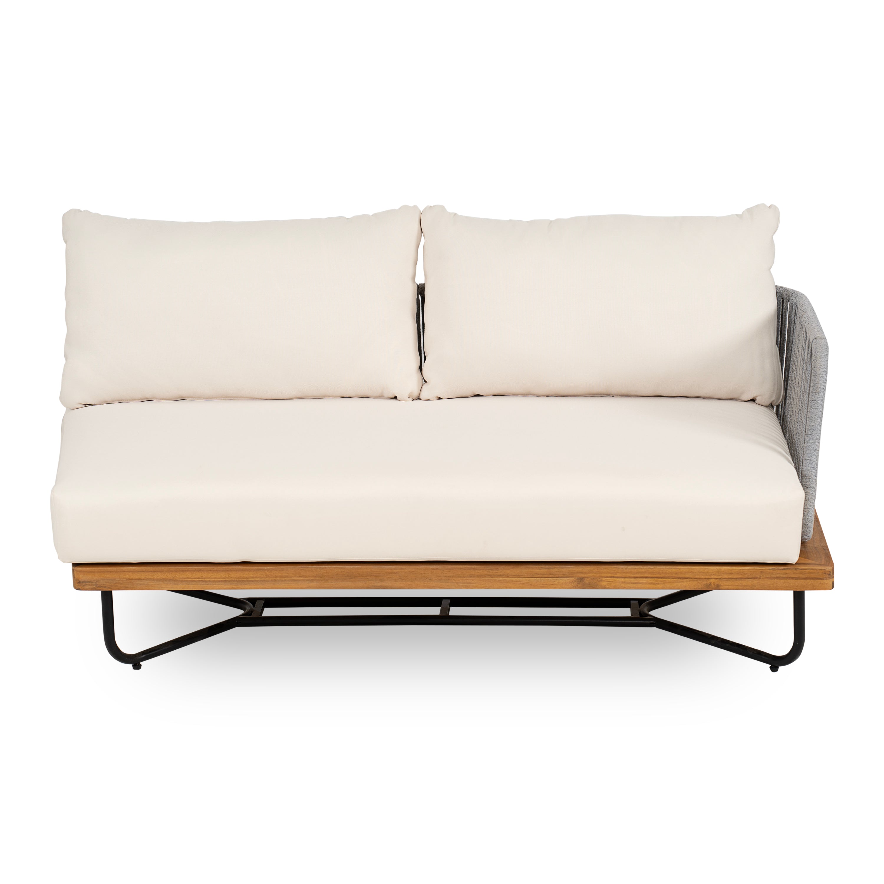 Lucca Outdoor Acacia Wood Rope Woven Sofa Sectional Set
