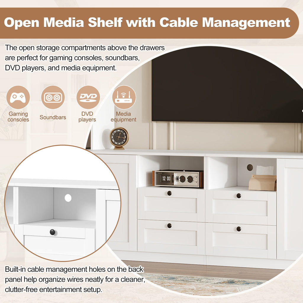 Farmhouse Elegant Entertainment Center Wall Unit