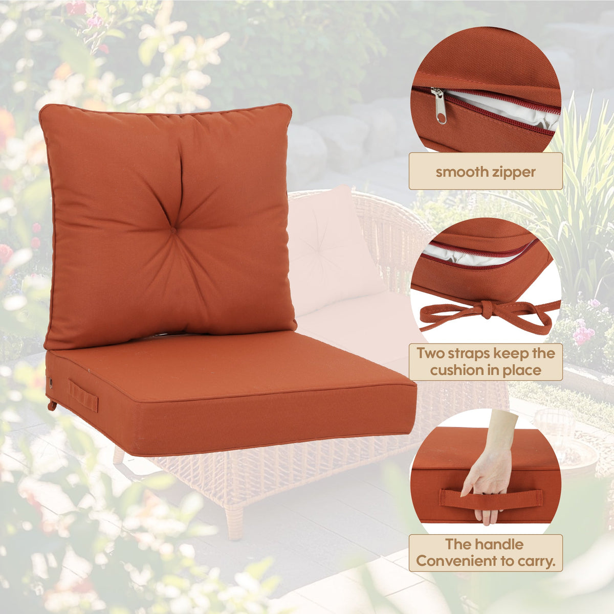 Outdoor Deep Seat Cushions Set of 2