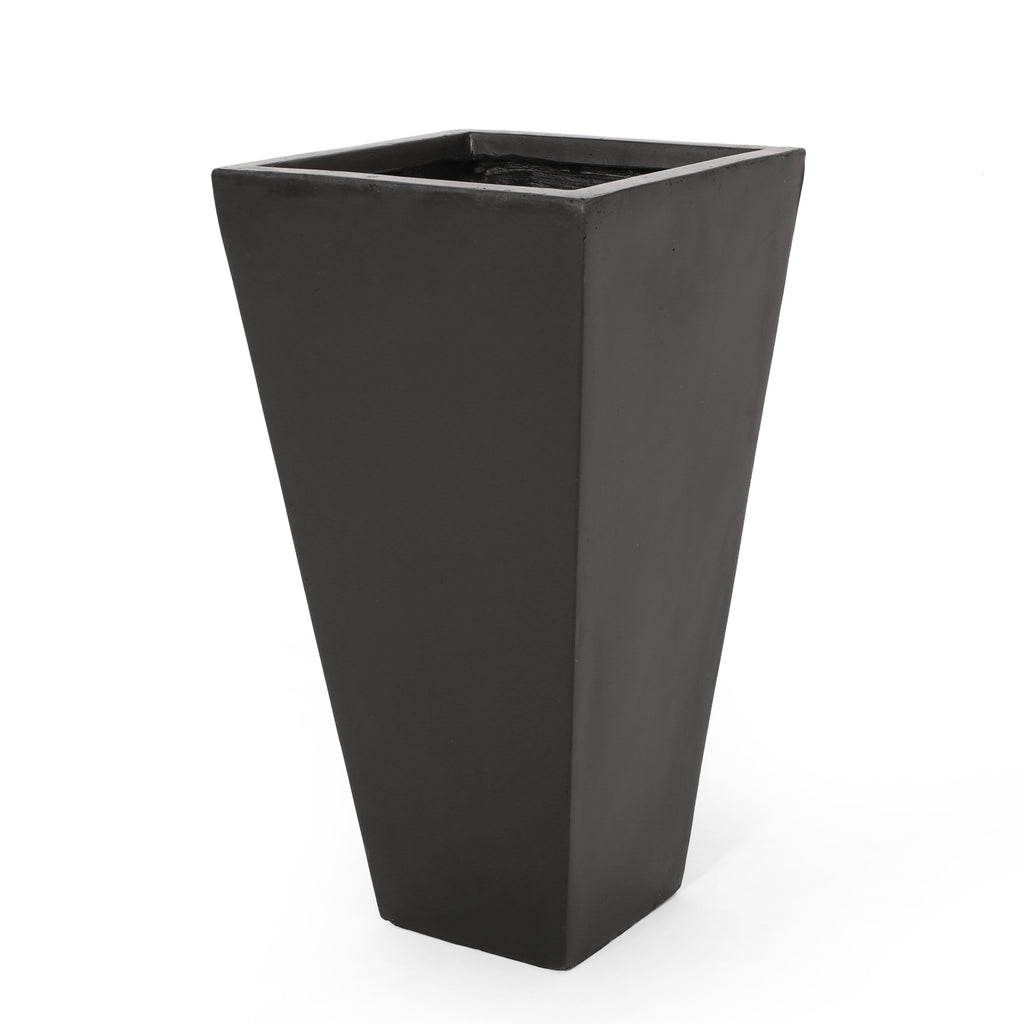 13" Outdoor Modern MGO Small Cast Stone Planter