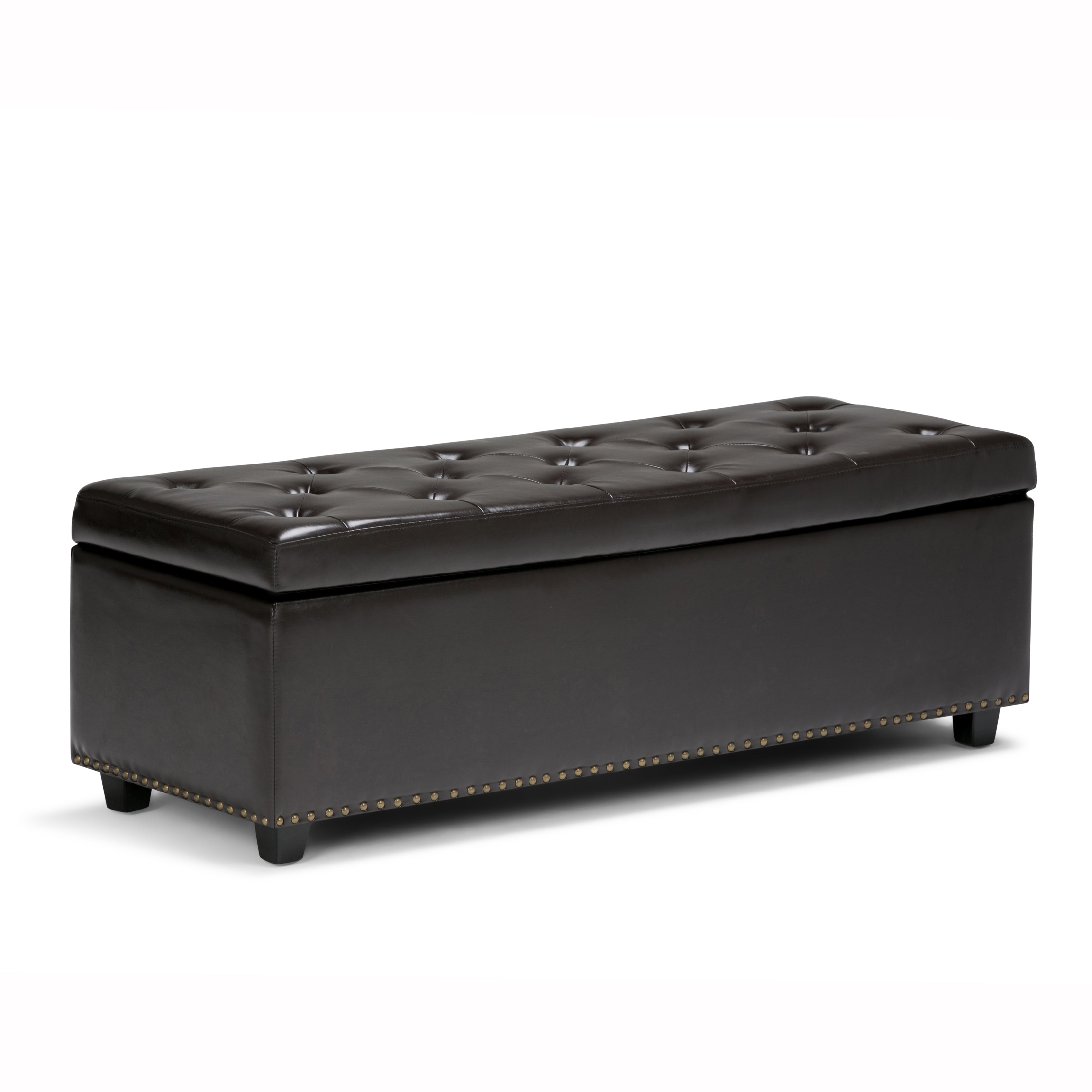 Hamilton 48 Inch Wide Storage Ottoman in Coffee
