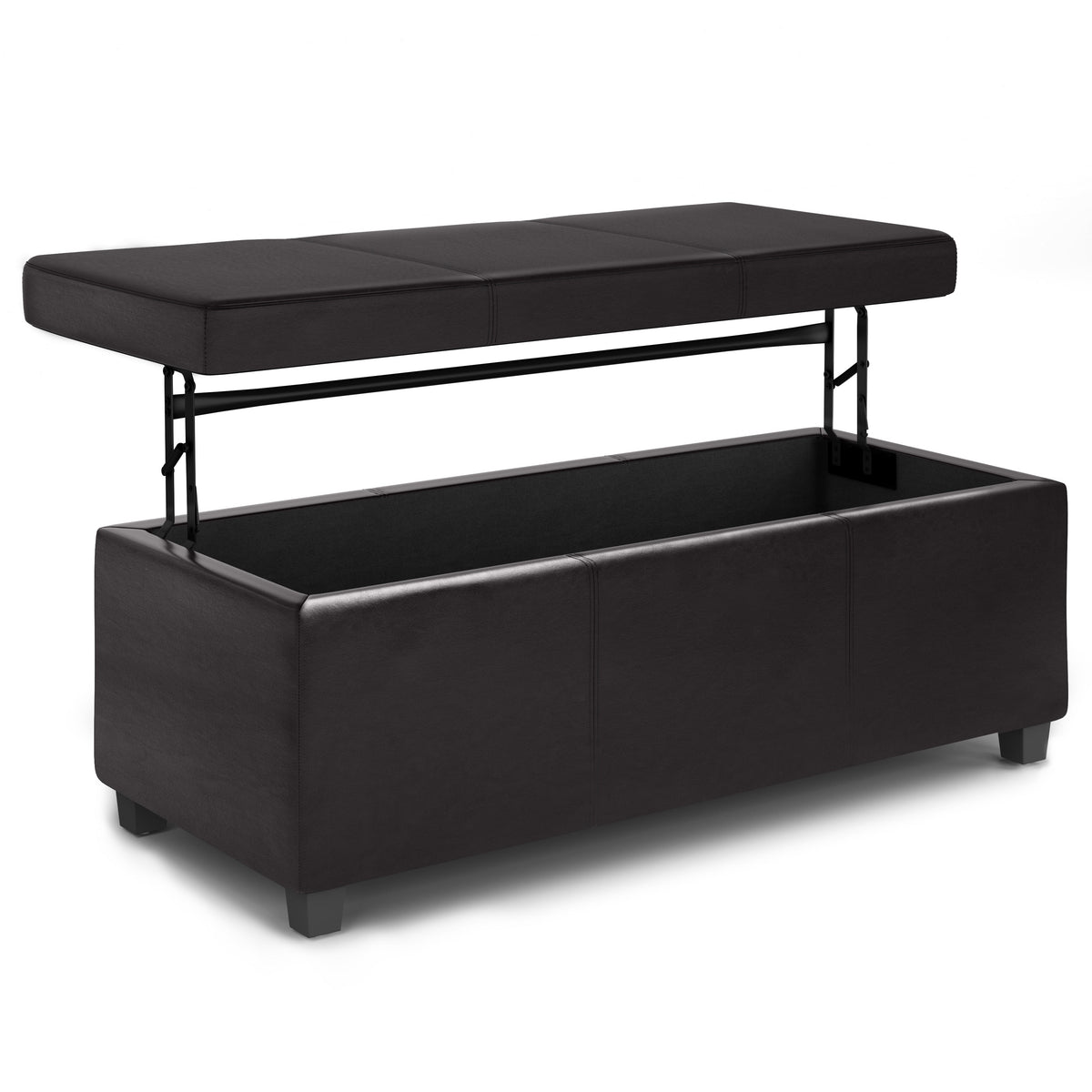 Avalon 44 Inch Wide Lift Top Rectangular Storage Ottoman in Tanners