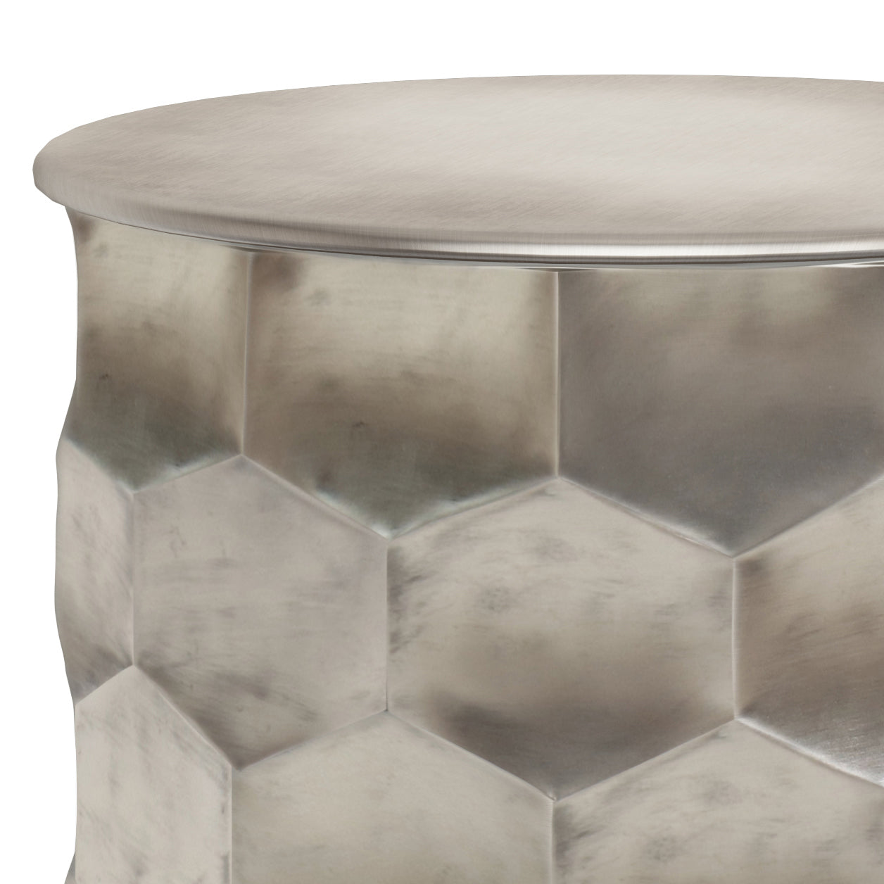 Whitney 17 Inch Wide Metal Storage Side Table in Antique