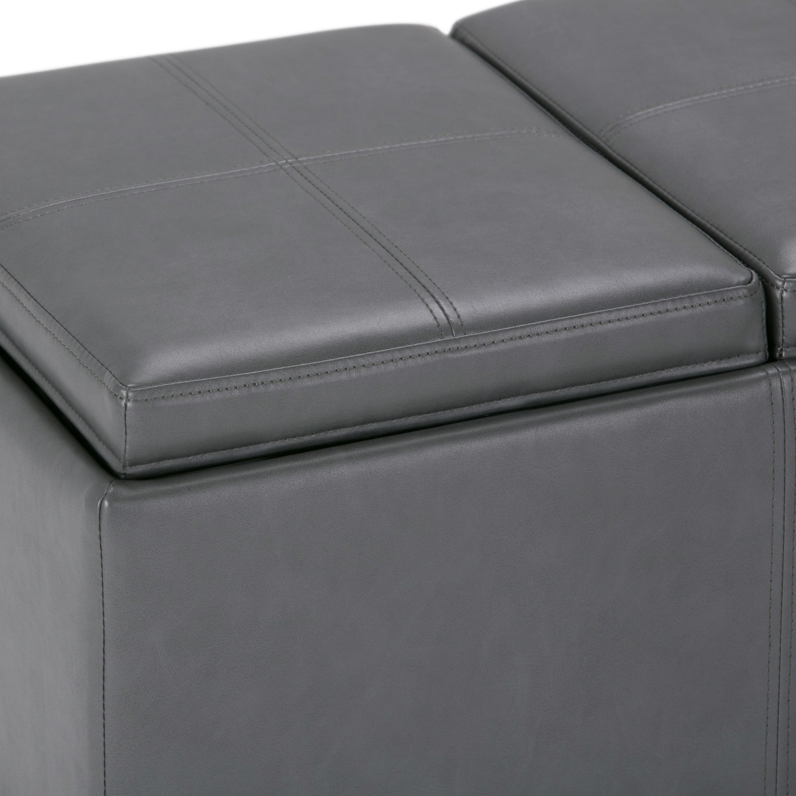 Avalon 42 Inch Wide Storage Ottoman in Stone