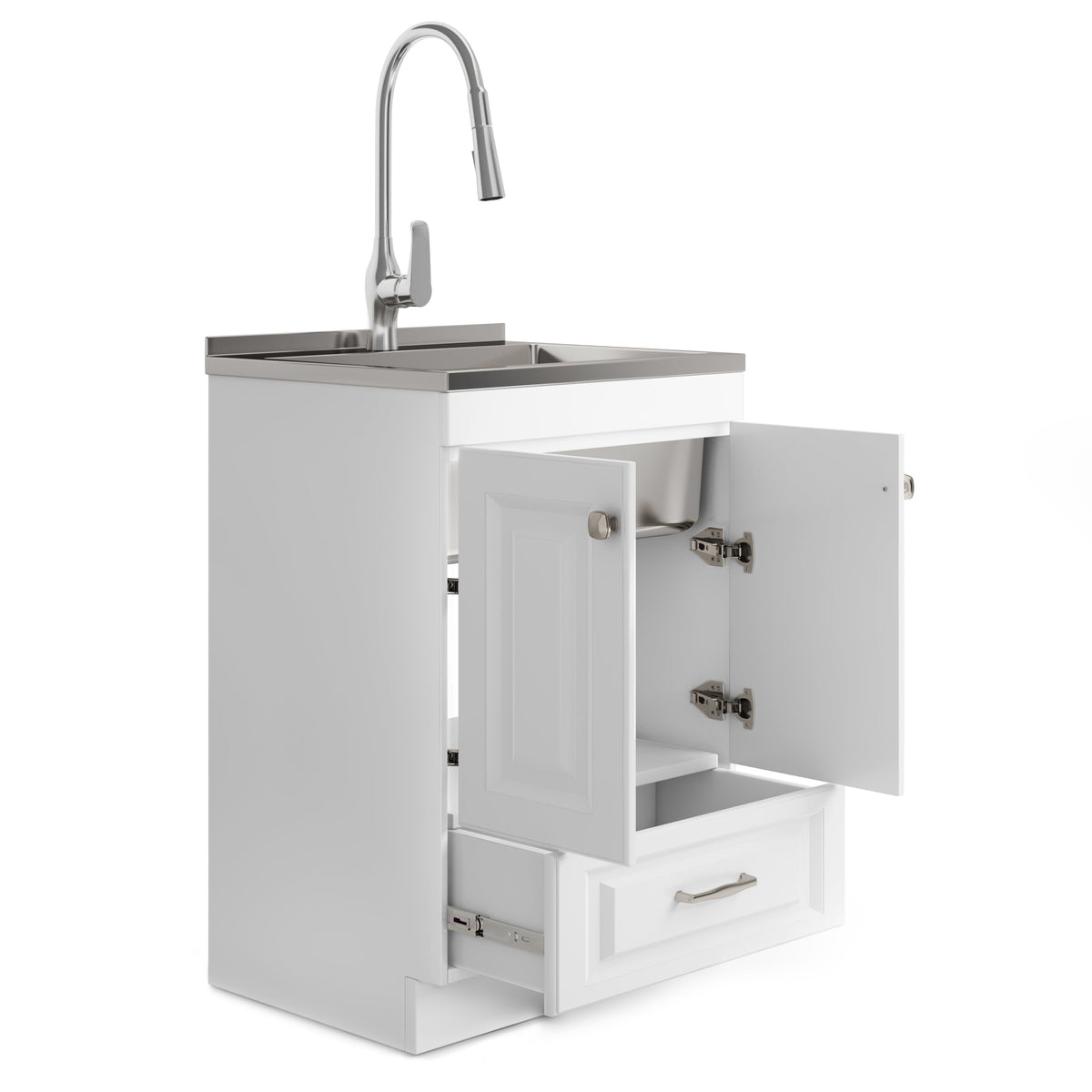 Lawrence 24" Laundry Cabinet with Faucet and Stainless Steel Sink