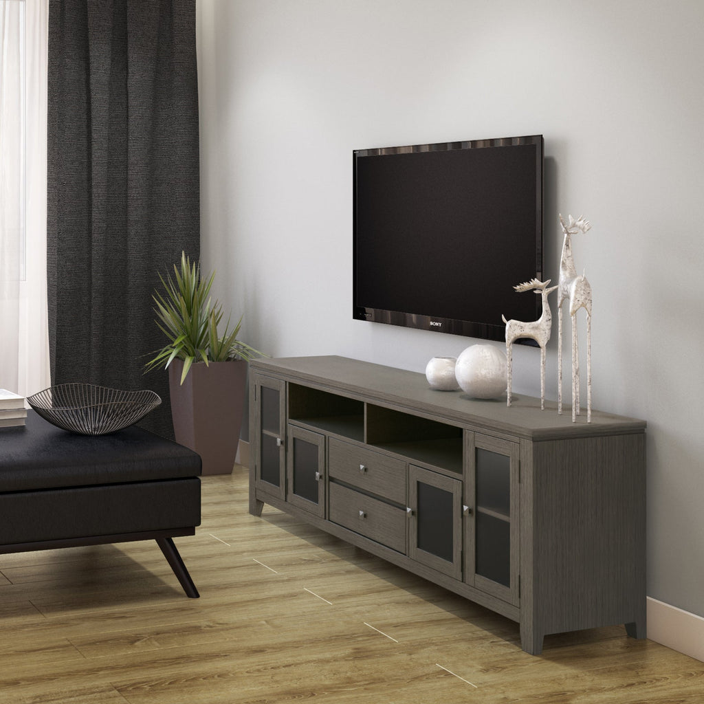 Cosmopolitan 72-Inch Wide Solid Wood TV Stand in Farmhouse