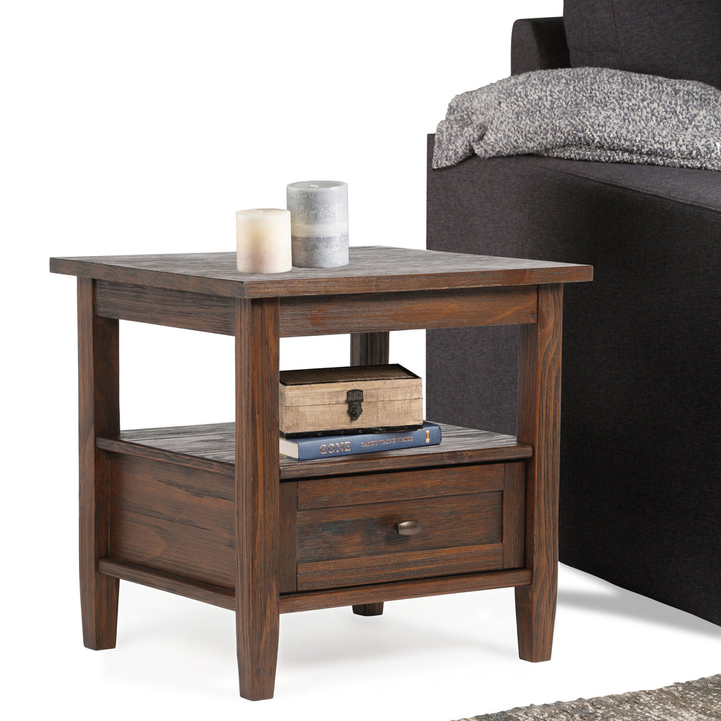 Warm Shaker Solid Wood 20 Inch Wide Transitional End Table