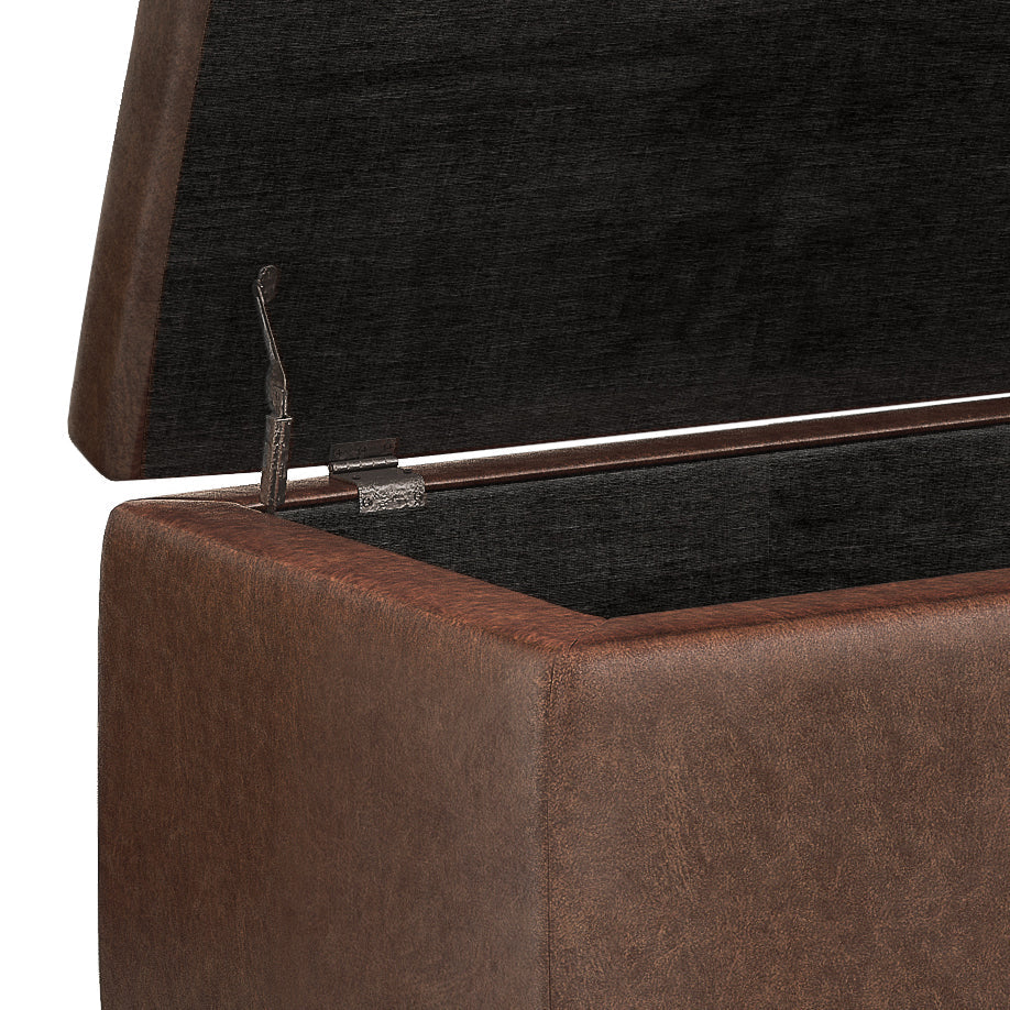 Hamilton 48 Inch Wide Storage Ottoman in Distressed Umber