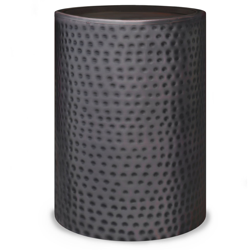 Corbin 16 Inch Wide Metal Side Table in Hammered Antique