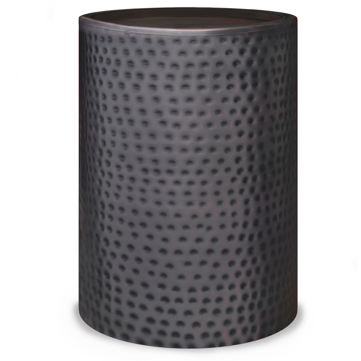 Corbin 16 Inch Wide Metal Side Table in Hammered Antique