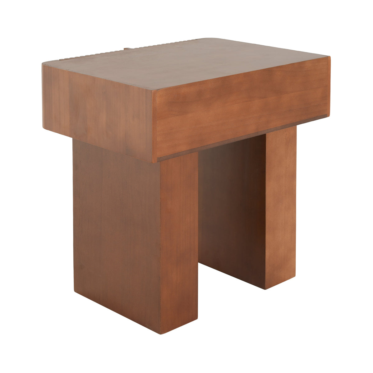 Wood End Table with Drawer, Mid-Century Accent Side Table