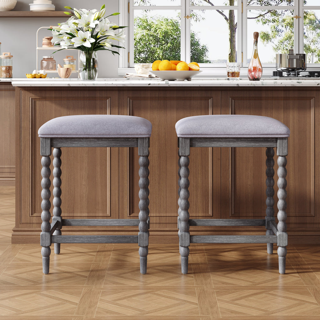 Set of 2 26'' Counter Stools with Upholstered Seat