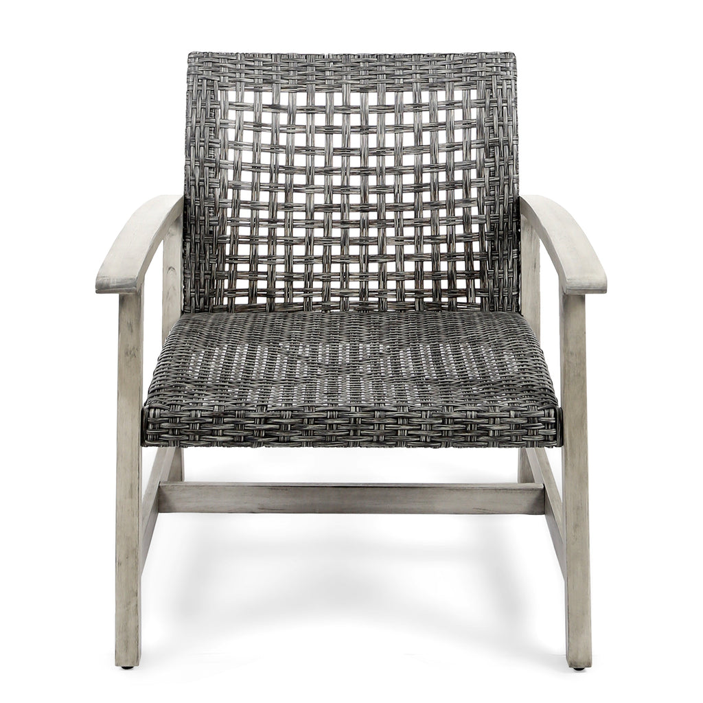 Hampton Wood + Wicker Club Chair Set of 2