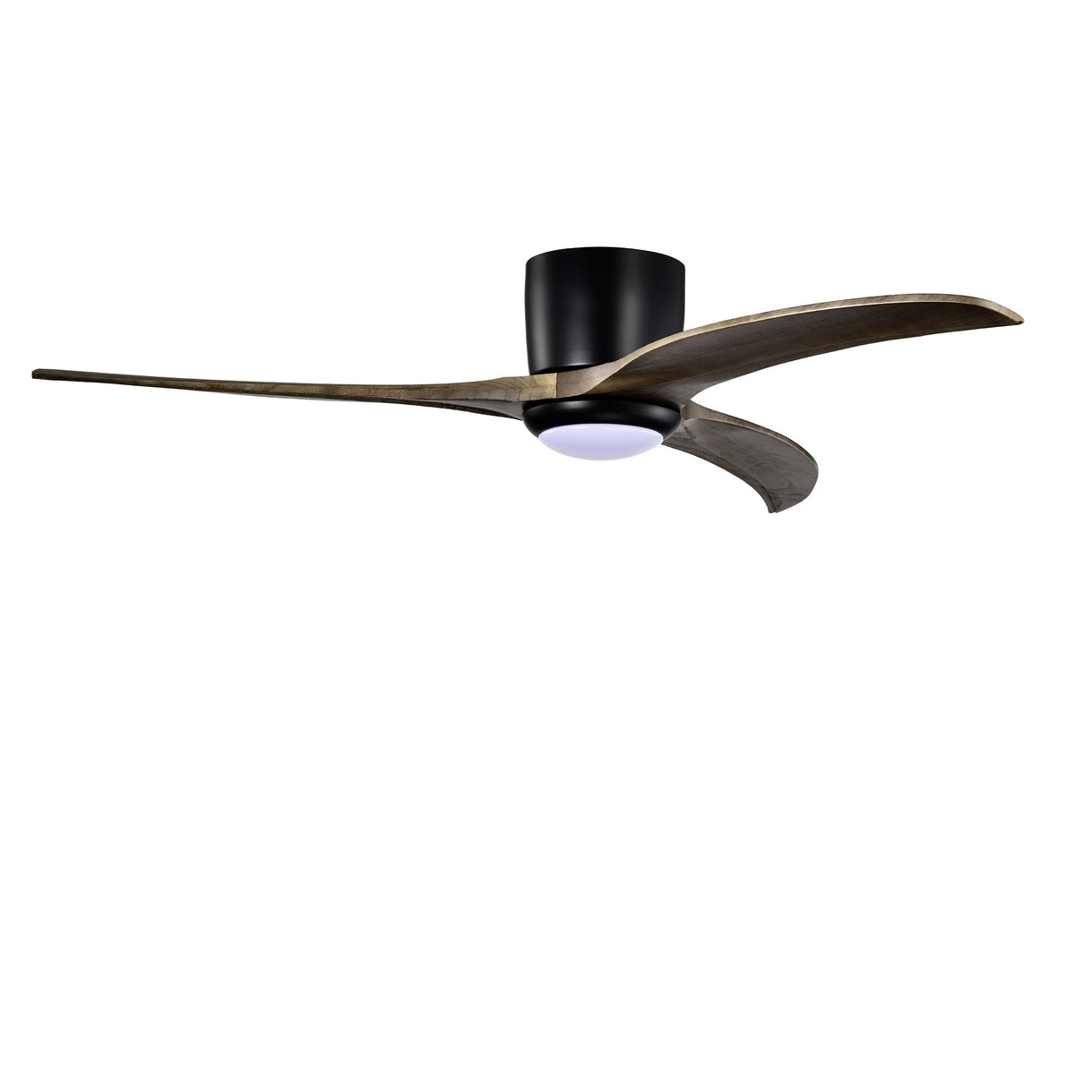 52" Flush Mount Solid Wood Blades Ceiling Fan with Lights