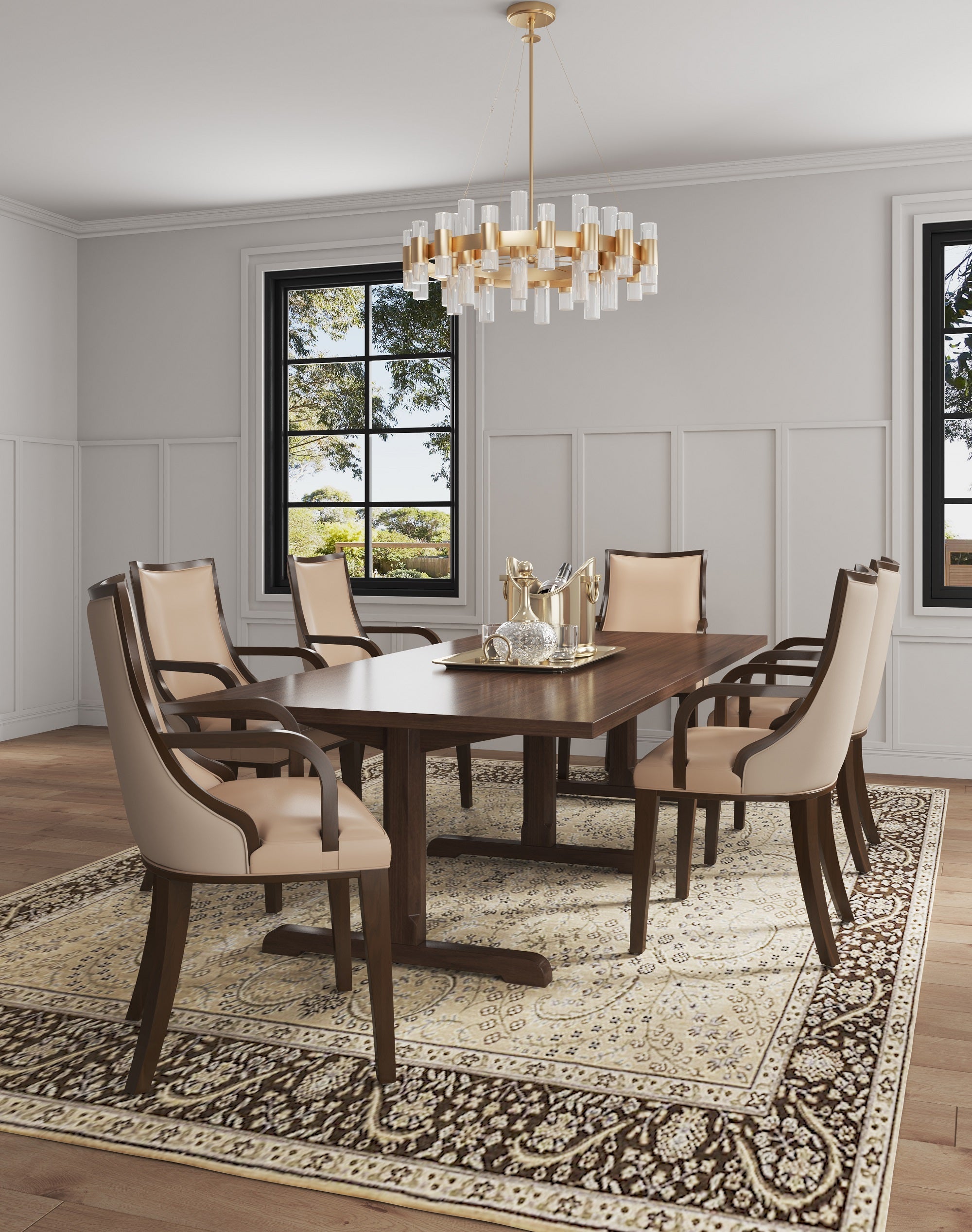 Grand Wood Upholstered Armchair