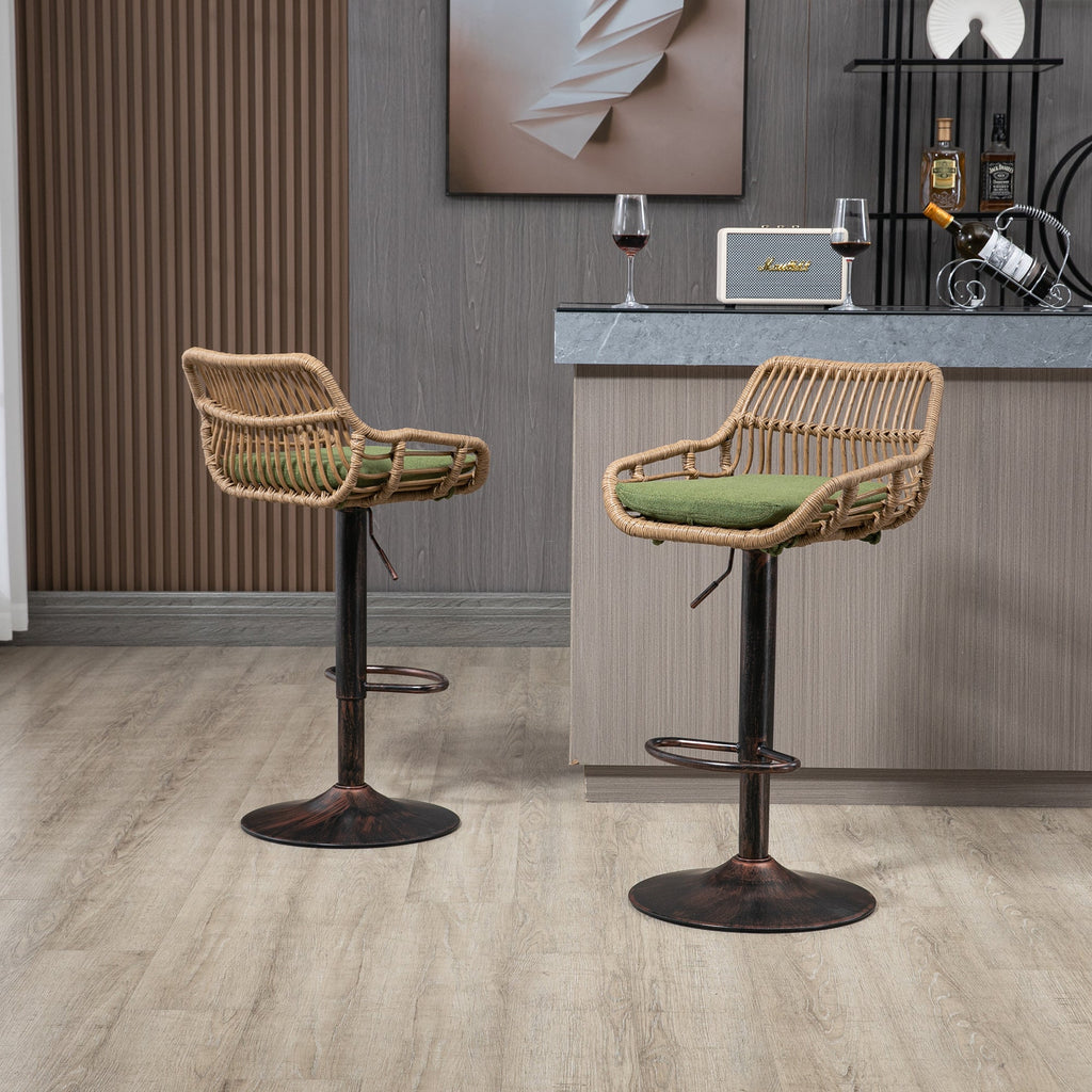 Modern Swivel Bar Stools Set of 2 Adjustable Counter Height Chairs
