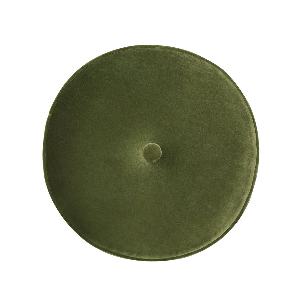 Riley 16" Round Footstool Ottoman, Olive