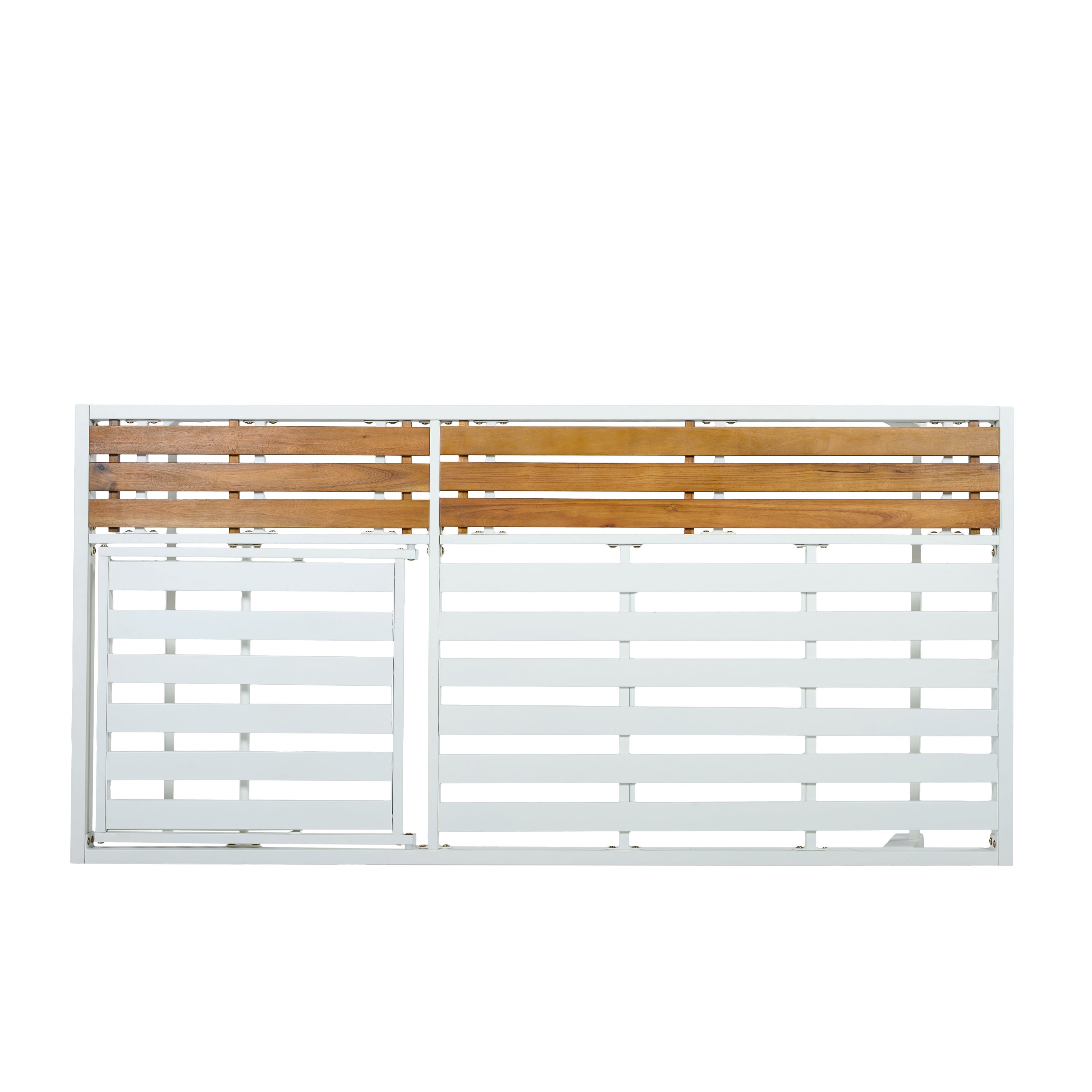 White Iron + Teak Finish Chaise Lounge Frame