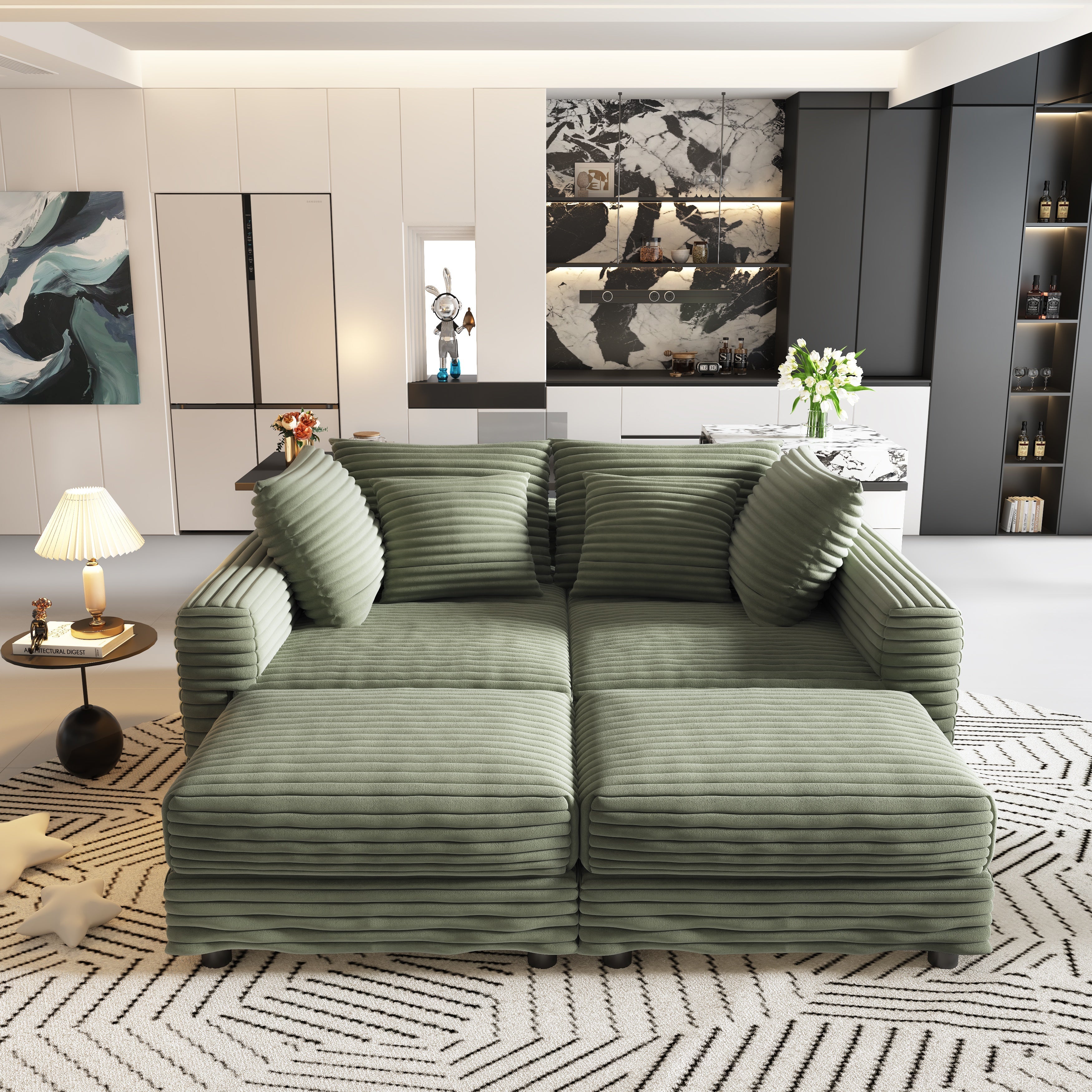 Plush Corduroy 4-Seat Sofa