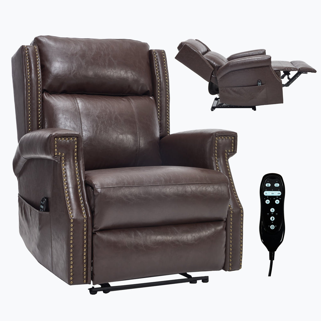 Brown Manual Recliner Chair in Faux Leather