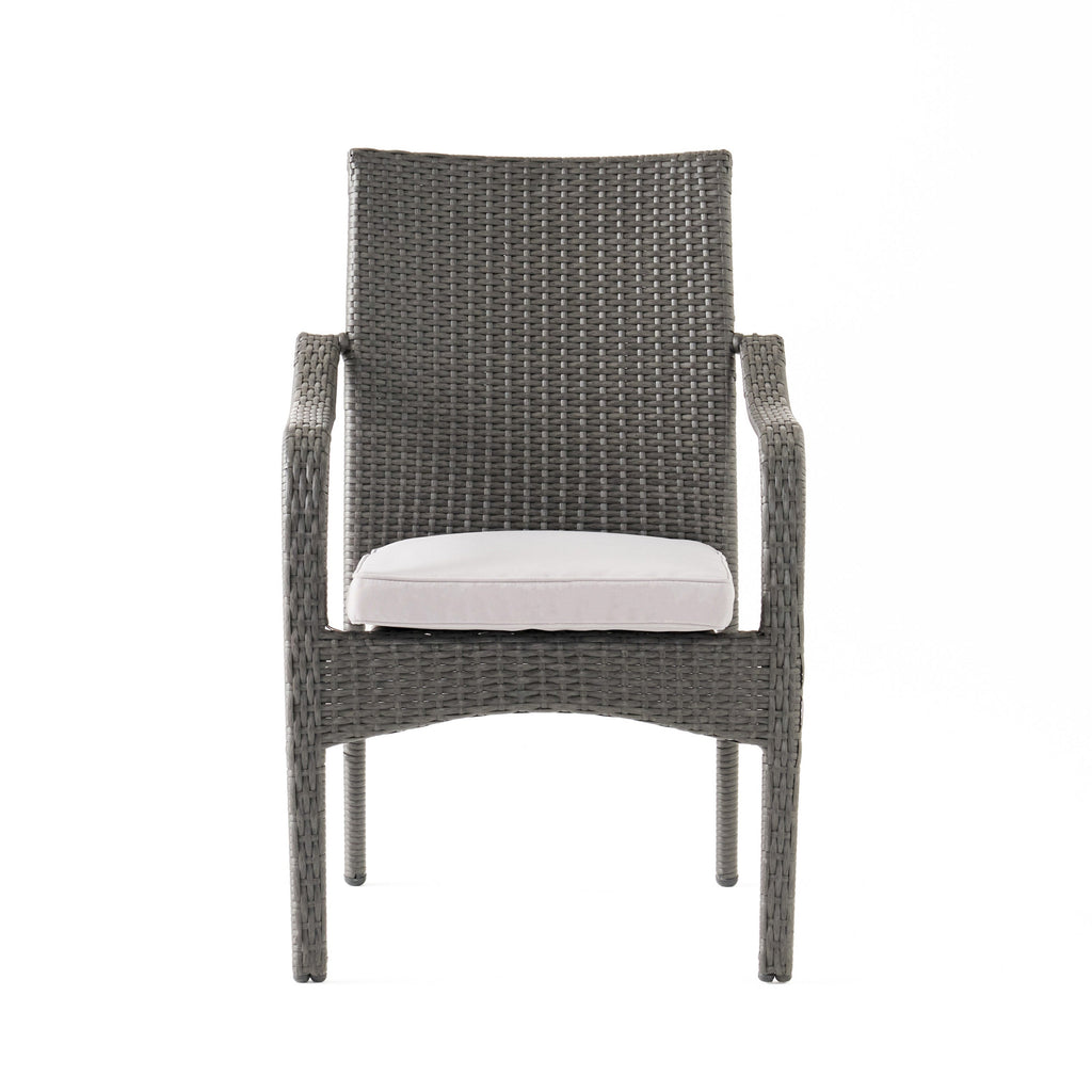 Outdoor PE Rattan Stacking Chair Set with Cushions (Set of 4)