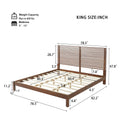 Premium Solid Wood King Size Bed Frame with Headboard - Walnut Color