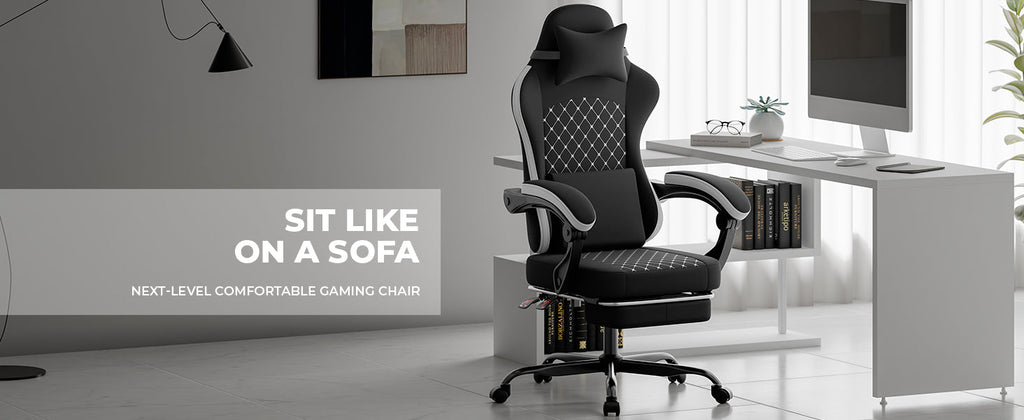 Gaming Chair with Massage and Footrest