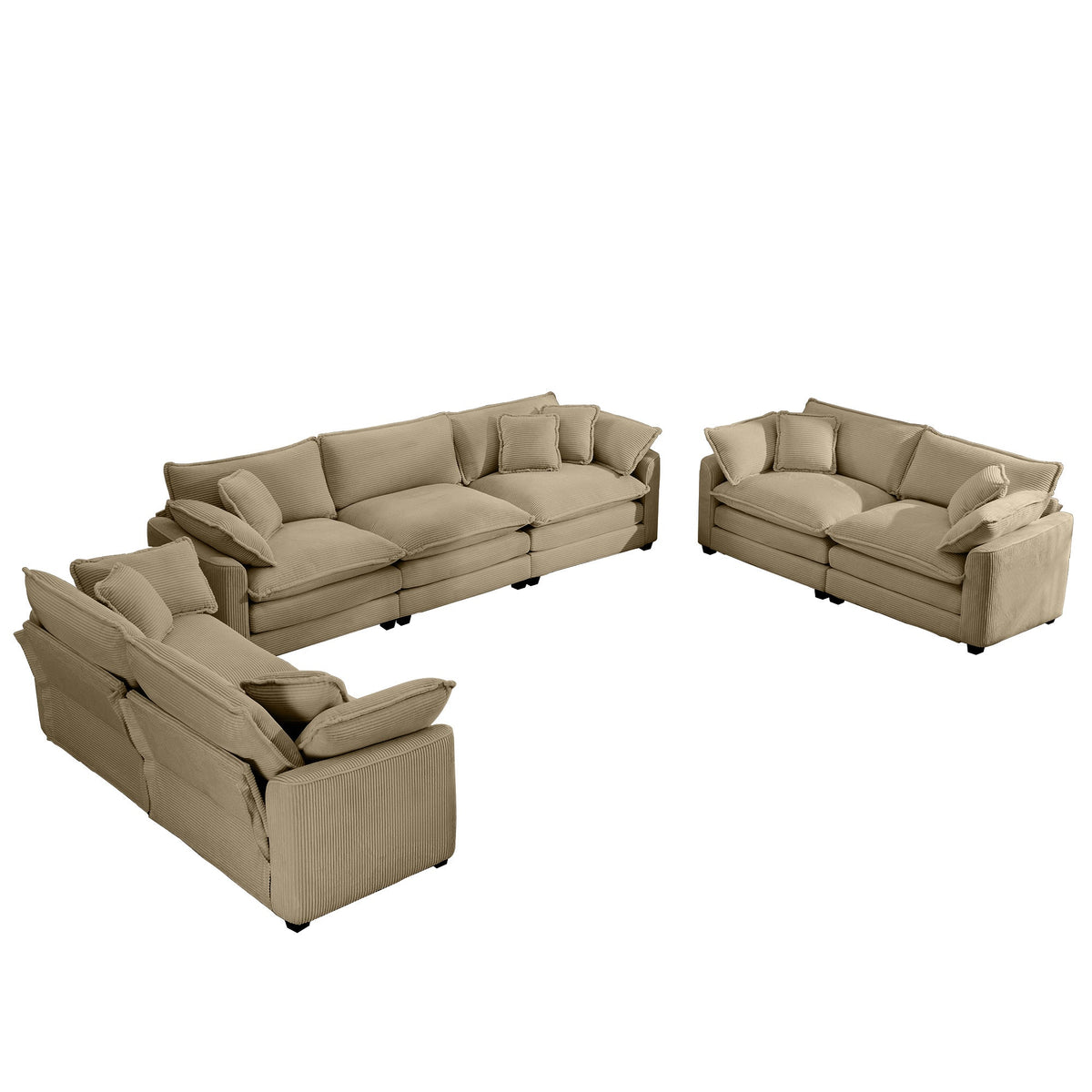 Modern Fabric Living Room Sofa 2-Piece Set