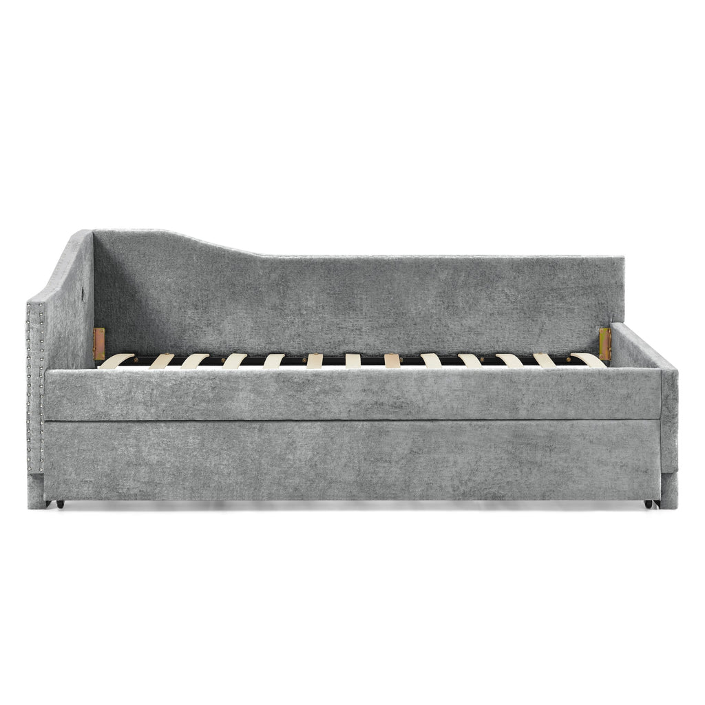 Full Size Curved Round Edge Padded Backrest Daybed