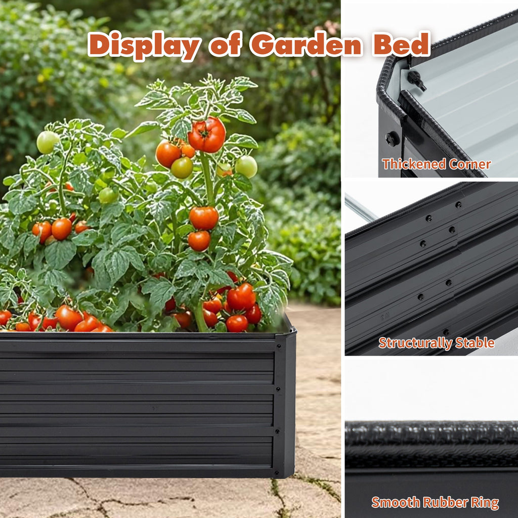 Galvanized Raised Garden Beds Outdoor - 8x4x1 ft Planter Box
