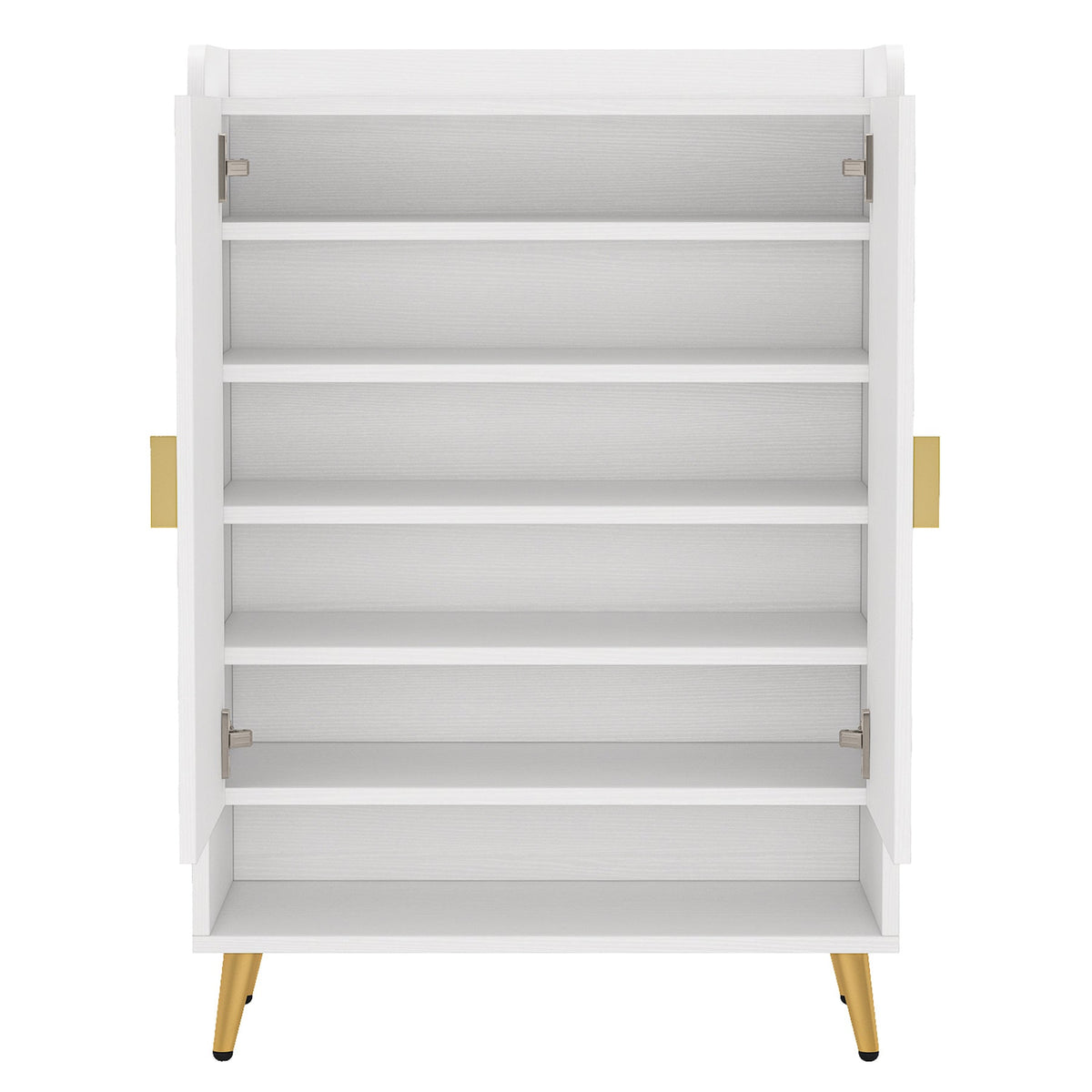 29.6" White and Gold Shoe Cabinet