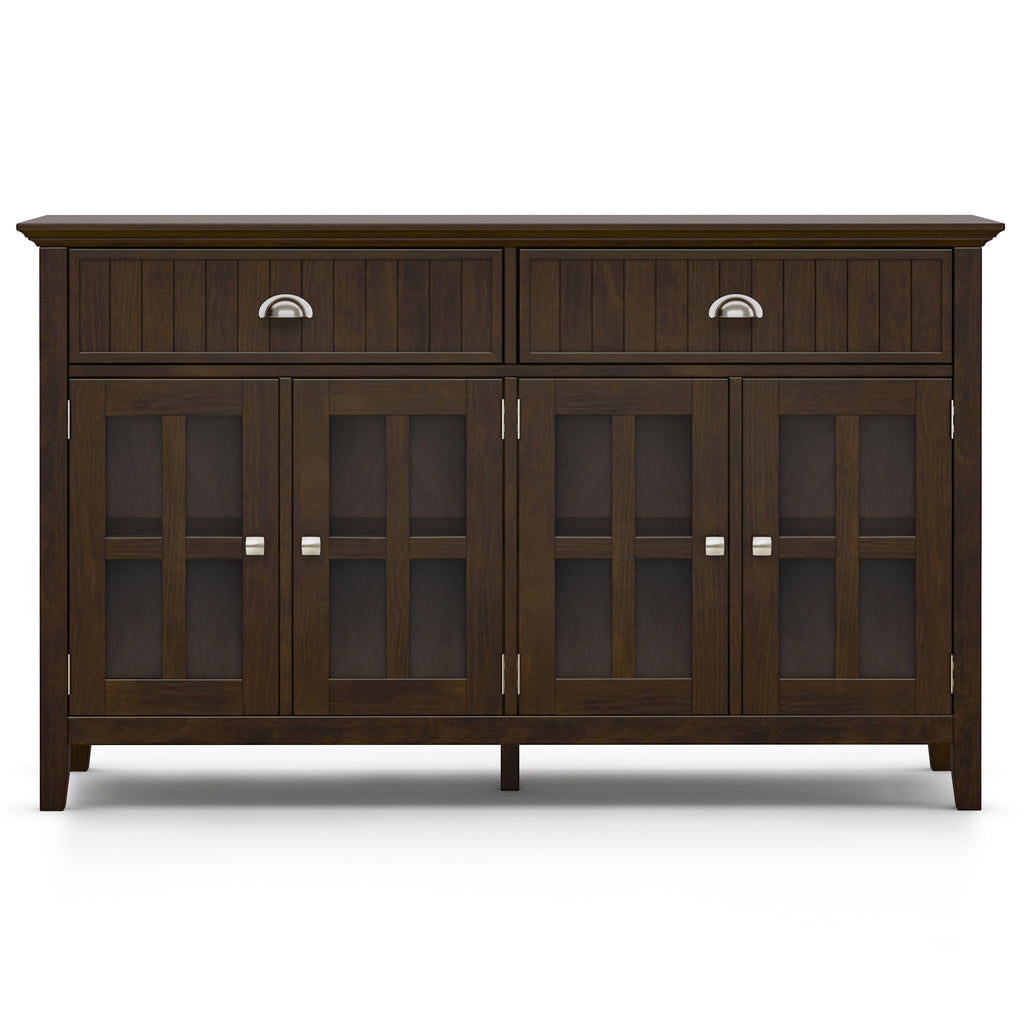 Acadian 60 Inch Wide Solid Wood Large Sideboard Buffet in Brunette
