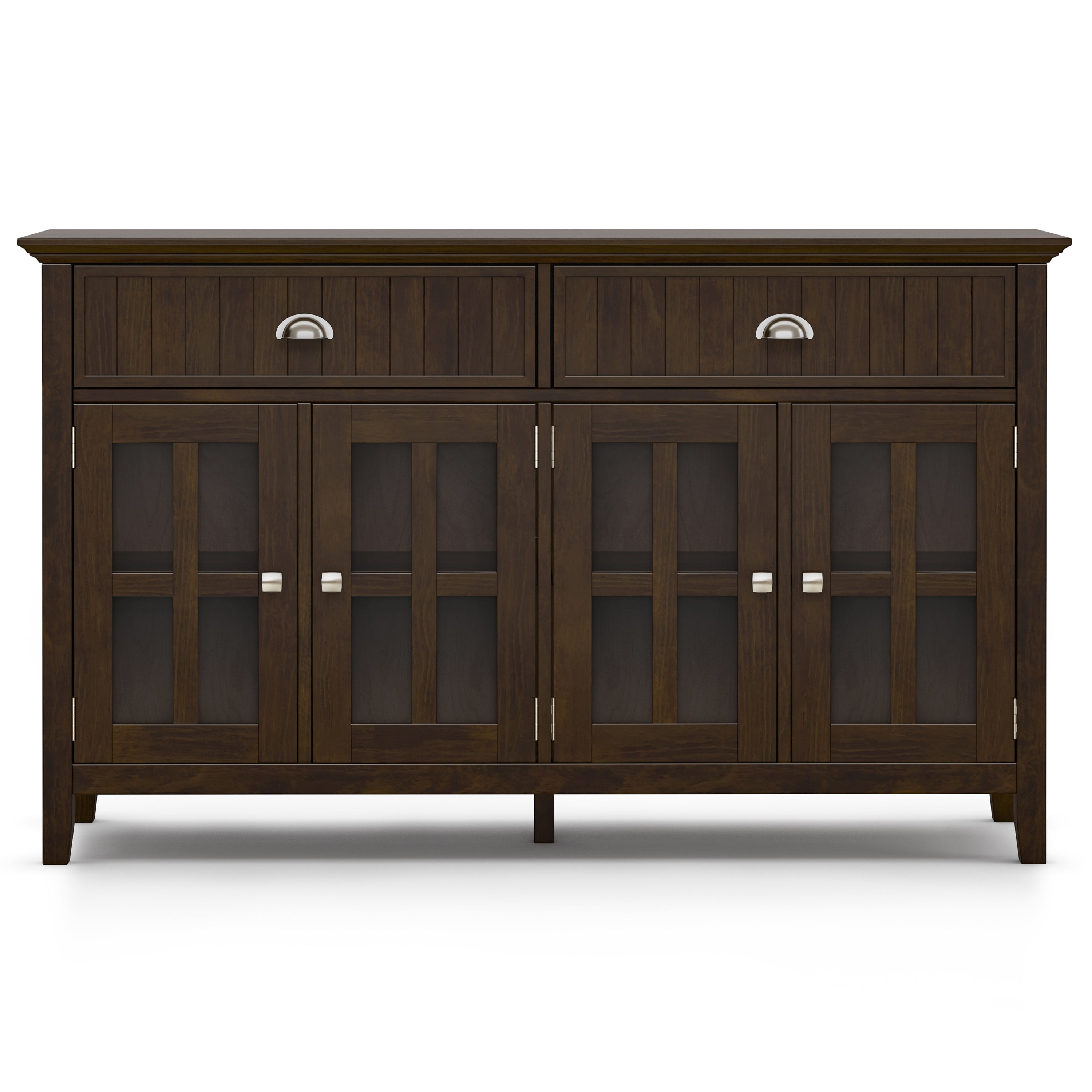 Acadian 60 Inch Wide Solid Wood Large Sideboard Buffet in Brunette