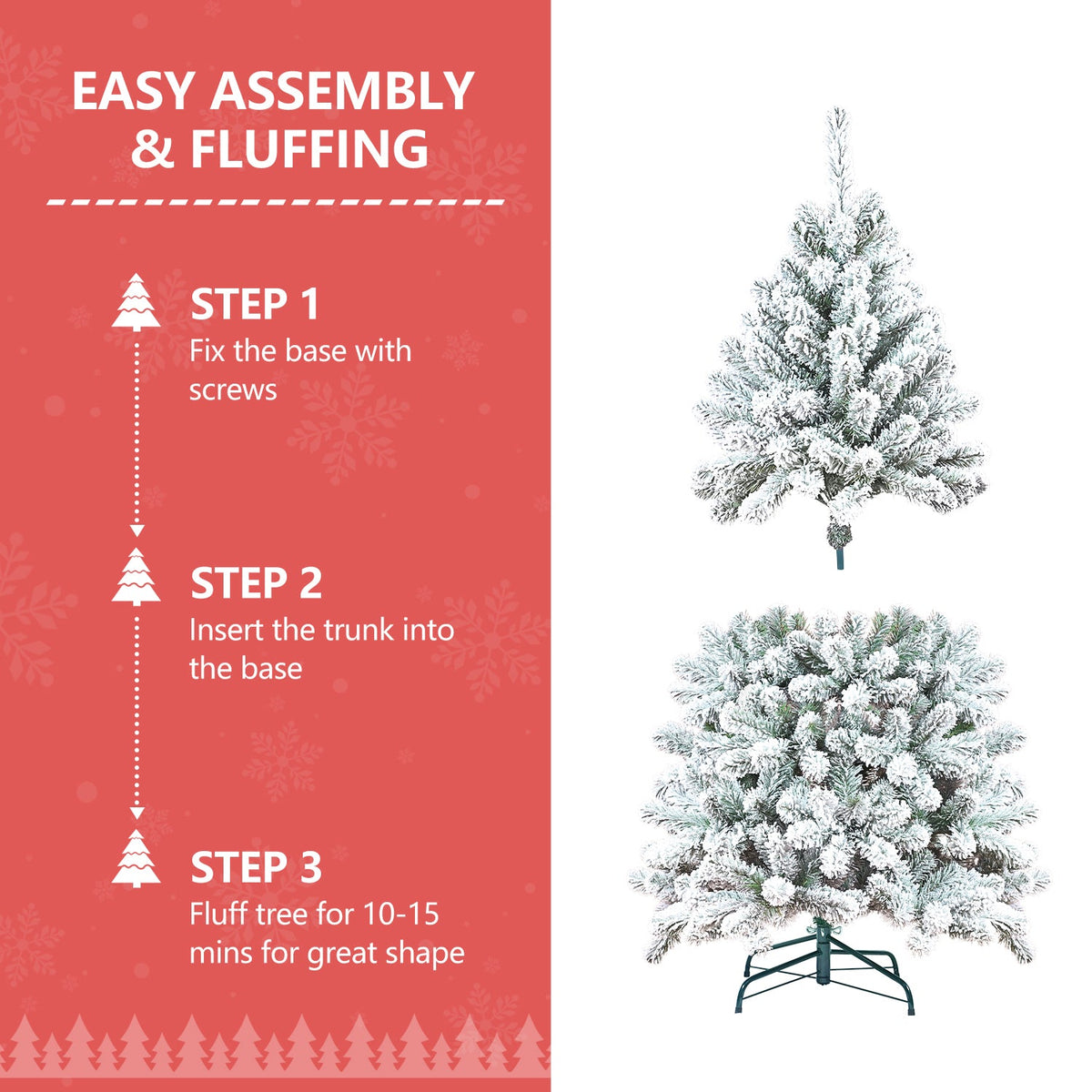 4FT Flocked Christmas Tree with Pine Cones