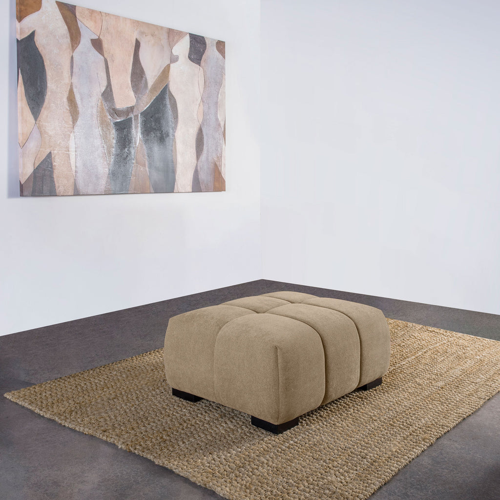 Plather Camel Upholstered Rectangular Ottoman
